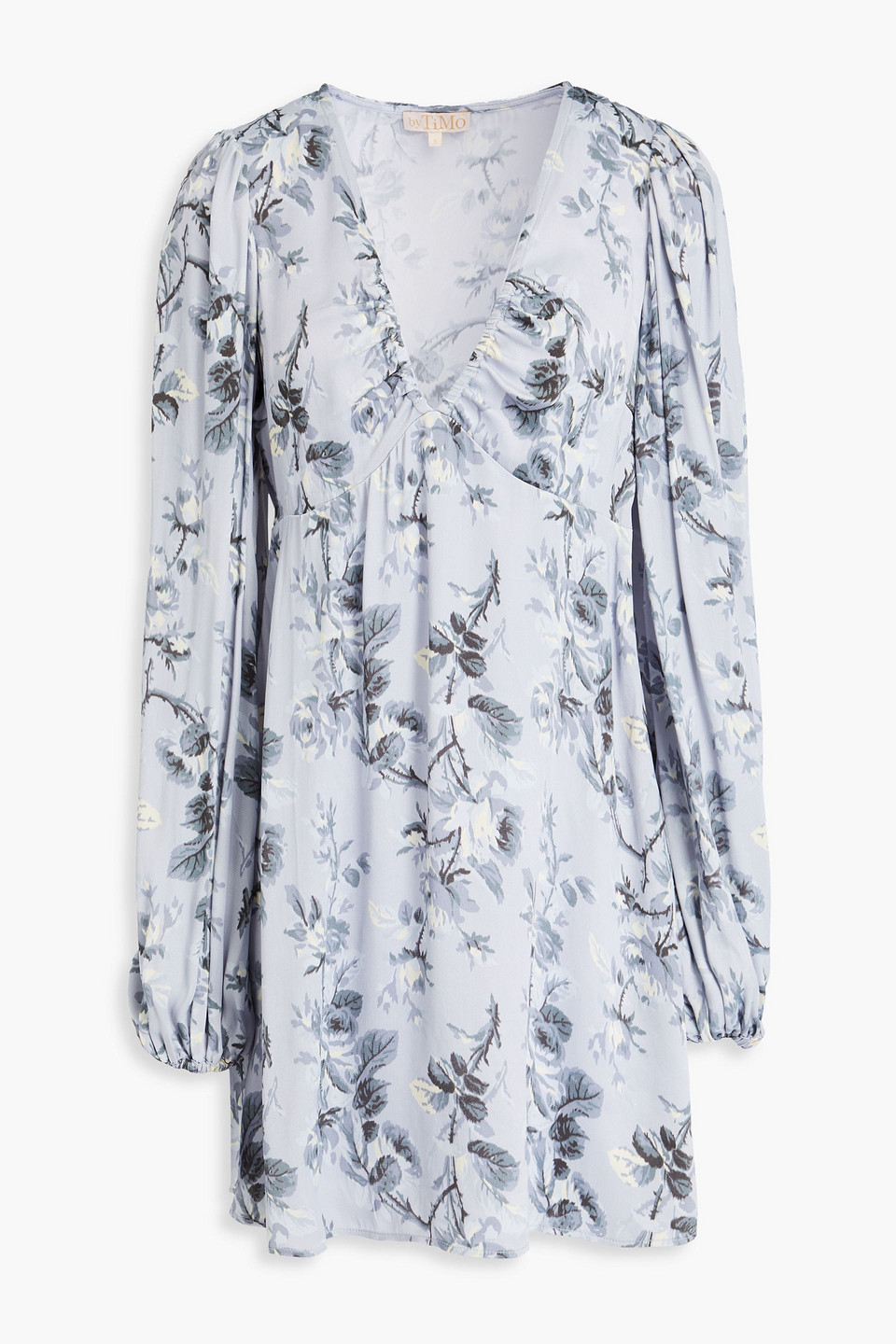 Floral-print satin-crepe mini dress