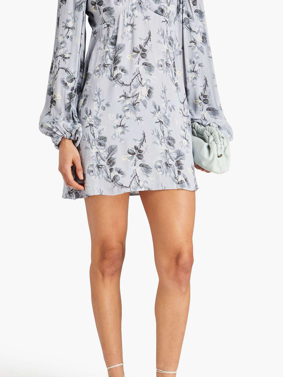 floral-print satin-crepe mini dress