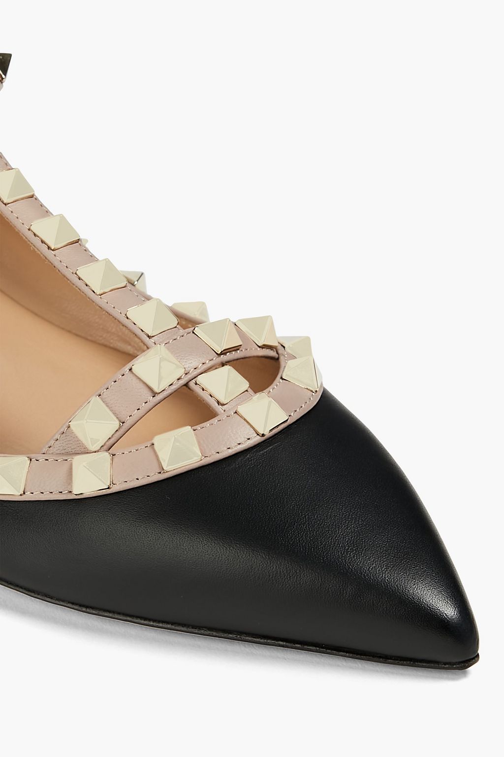 VALENTINO GARAVANI Rockstud two-tone leather point-toe flats