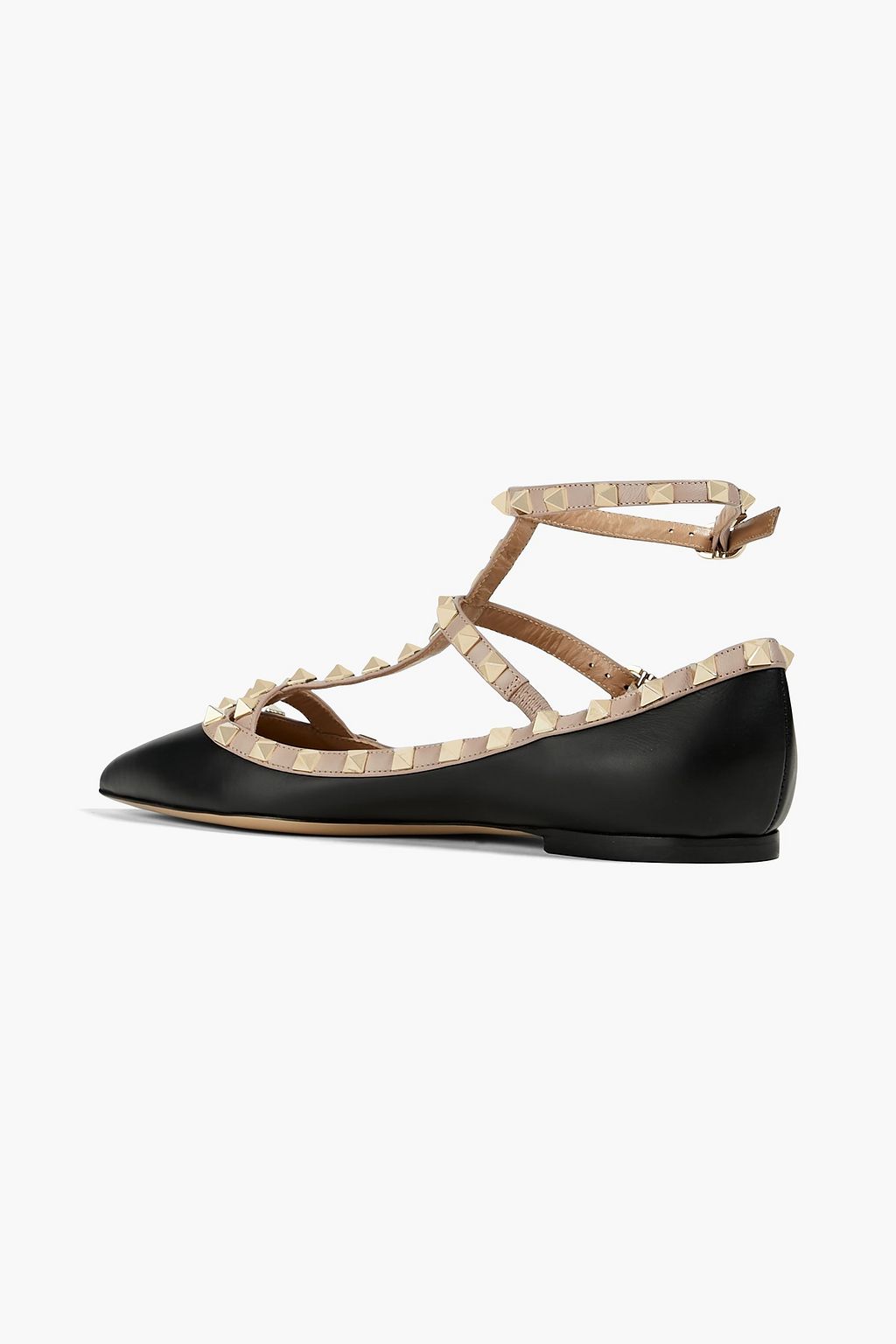 VALENTINO GARAVANI Rockstud two-tone leather point-toe flats