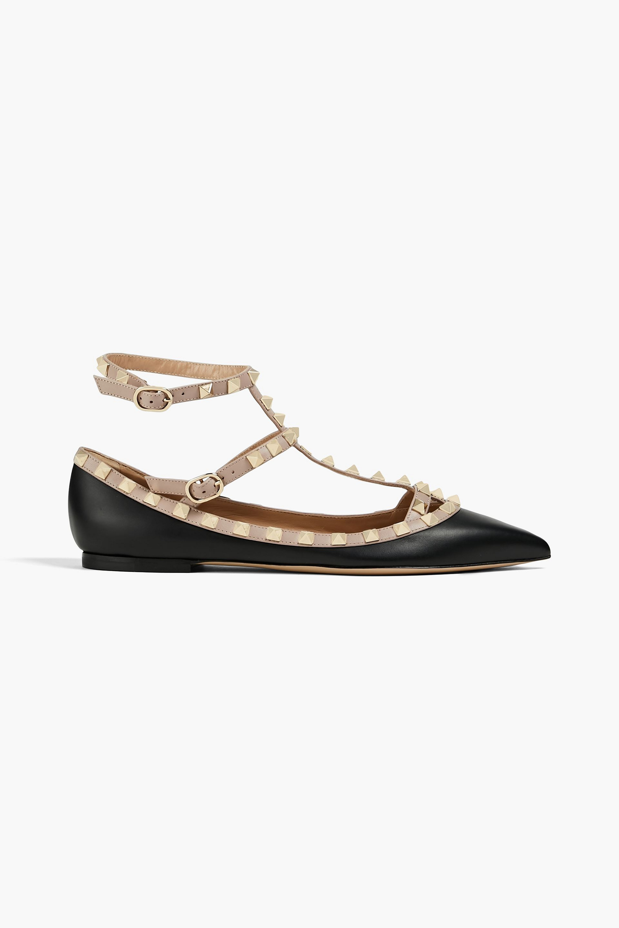 Valentino Garavani Rockstud two-tone leather point-toe flats