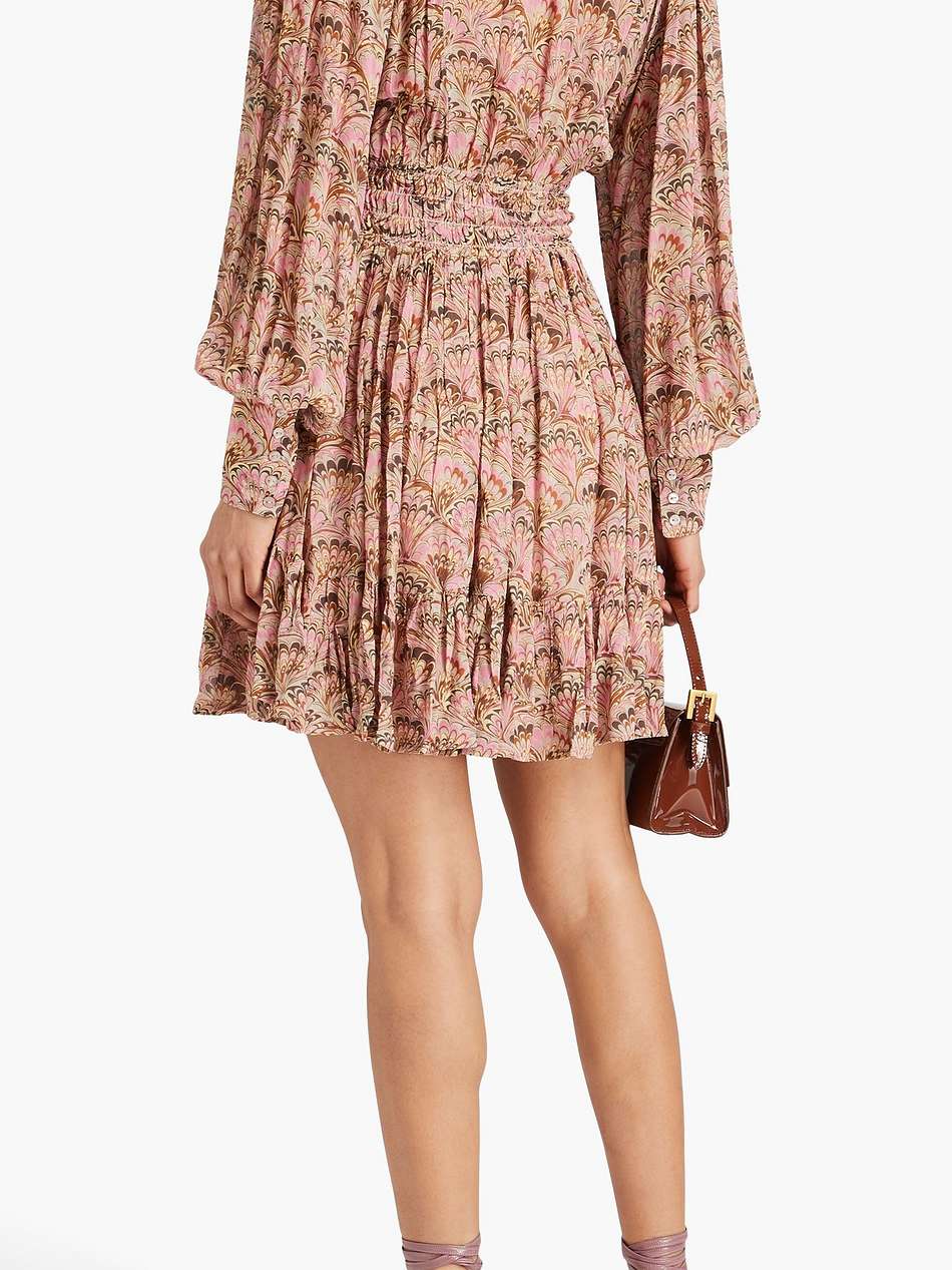 printed crepon mini dress