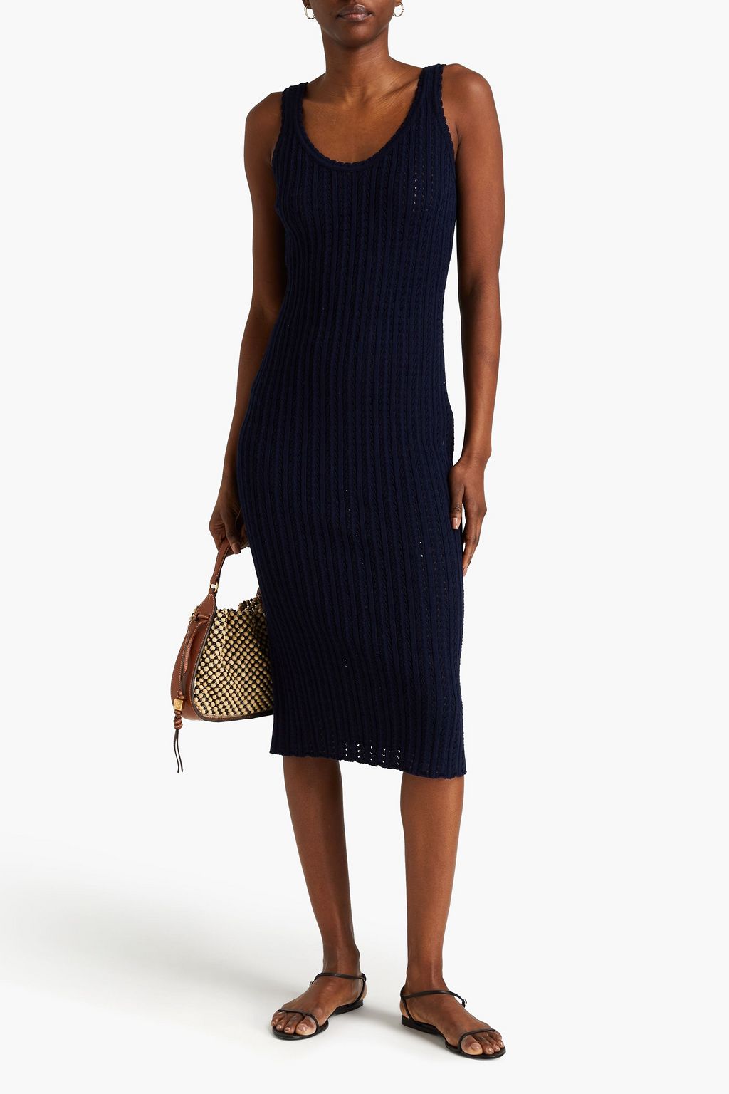GIULIVA HERITAGE Ines pointelle-knit cotton midi dress