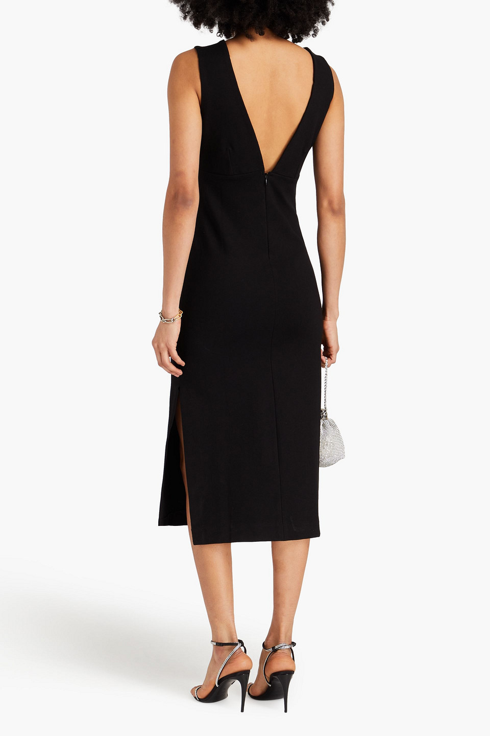 Shop Bytimo Punto Stretch-ponte Midi Dress In Black