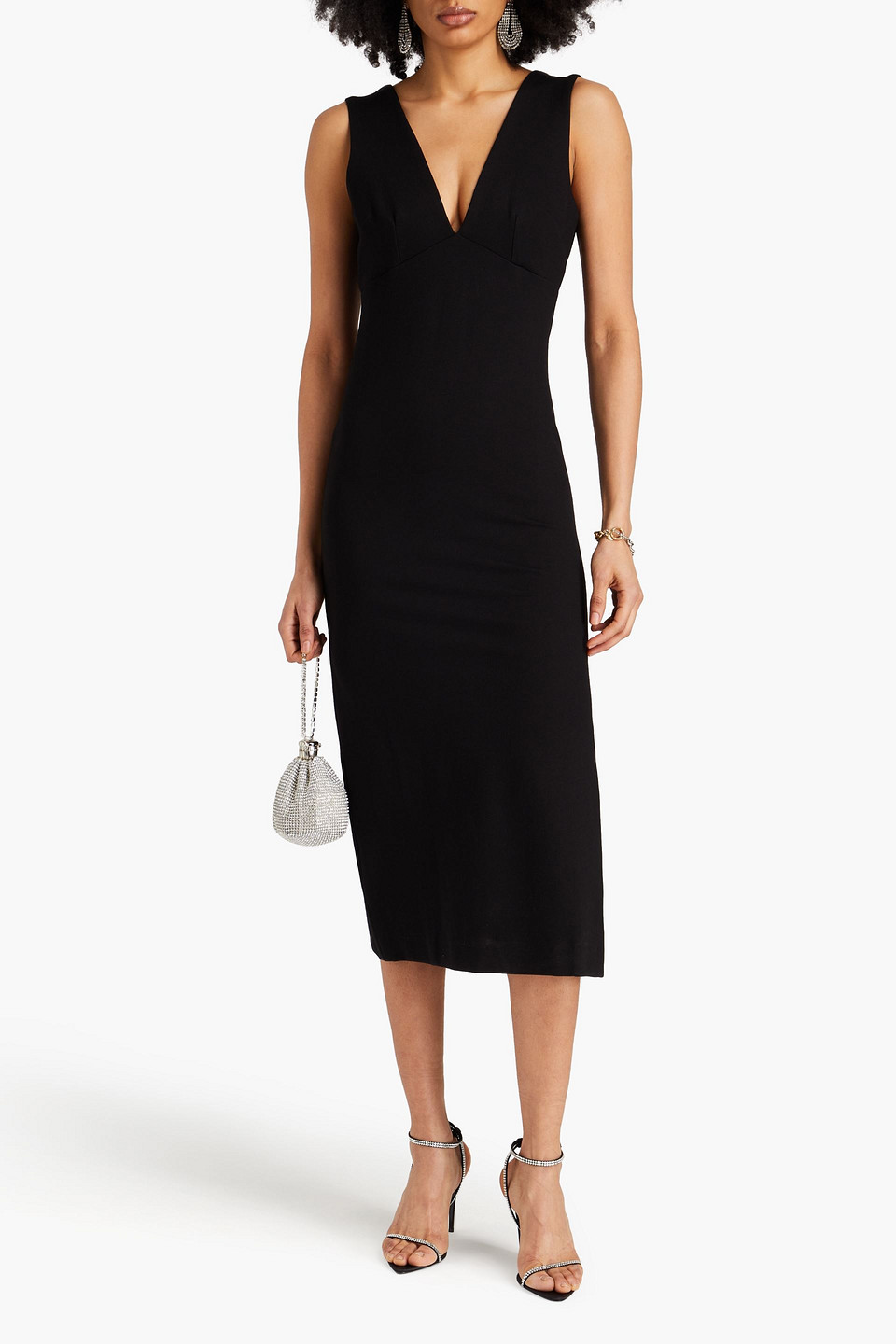 Shop Bytimo Punto Stretch-ponte Midi Dress In Black