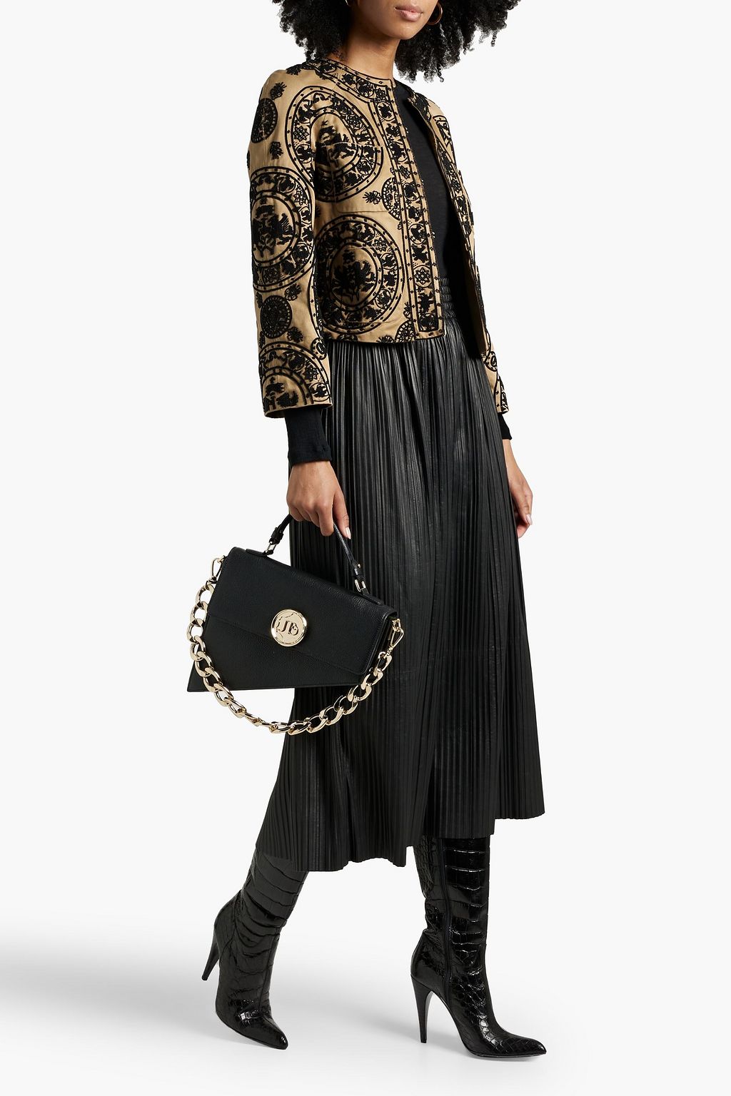 VALENTINO GARAVANI Bead-embellished cotton-twill jacket