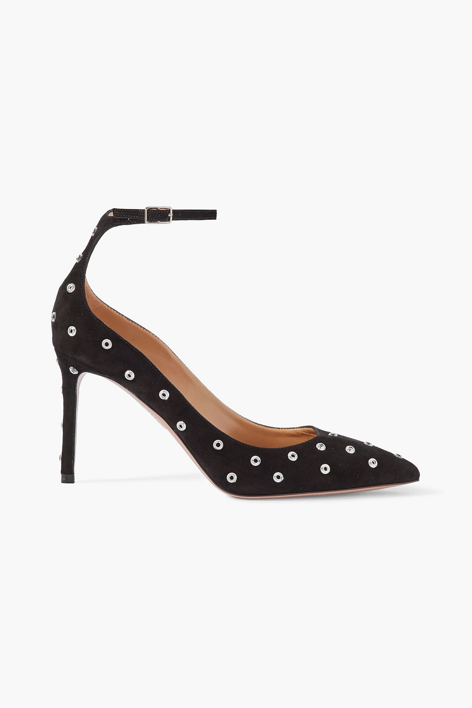 Aquazzura Love Affair 85 Embellished Suede Pumps In Black