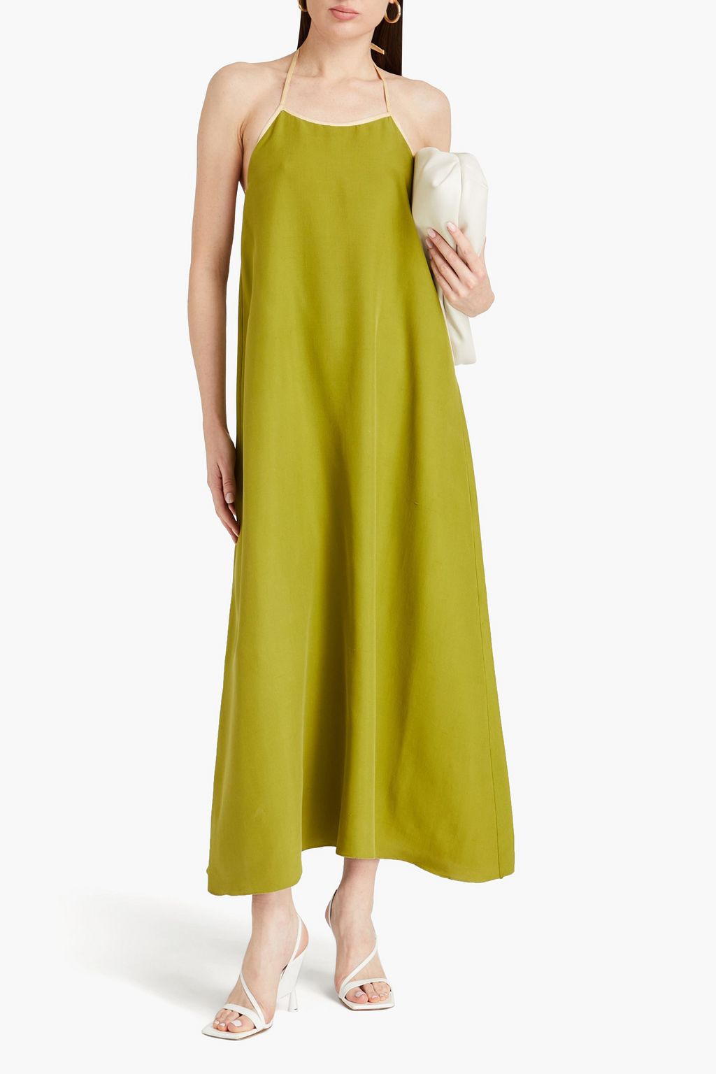 GIULIVA HERITAGE Two-tone slub silk halterneck maxi dress