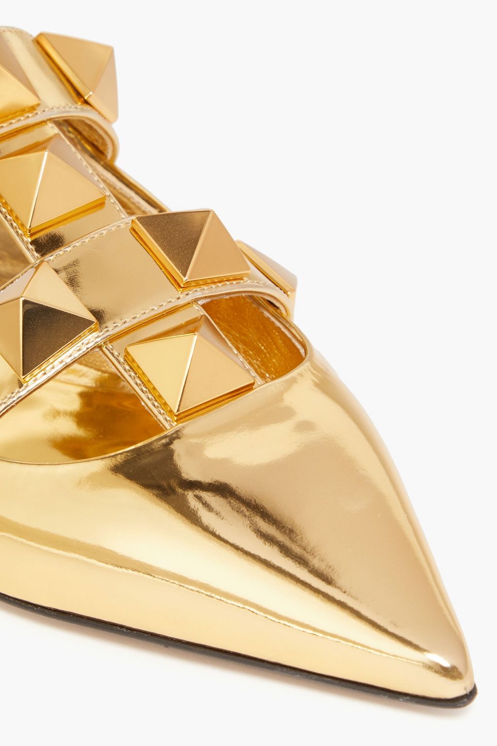 VALENTINO GARAVANI Roman Stud mirrored-leather point-toe flats