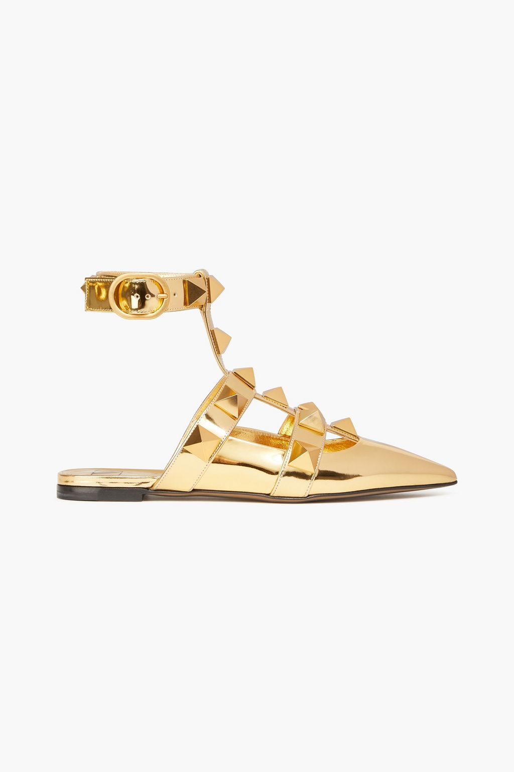 VALENTINO GARAVANI Roman Stud mirrored-leather sandals | THE OUTNET