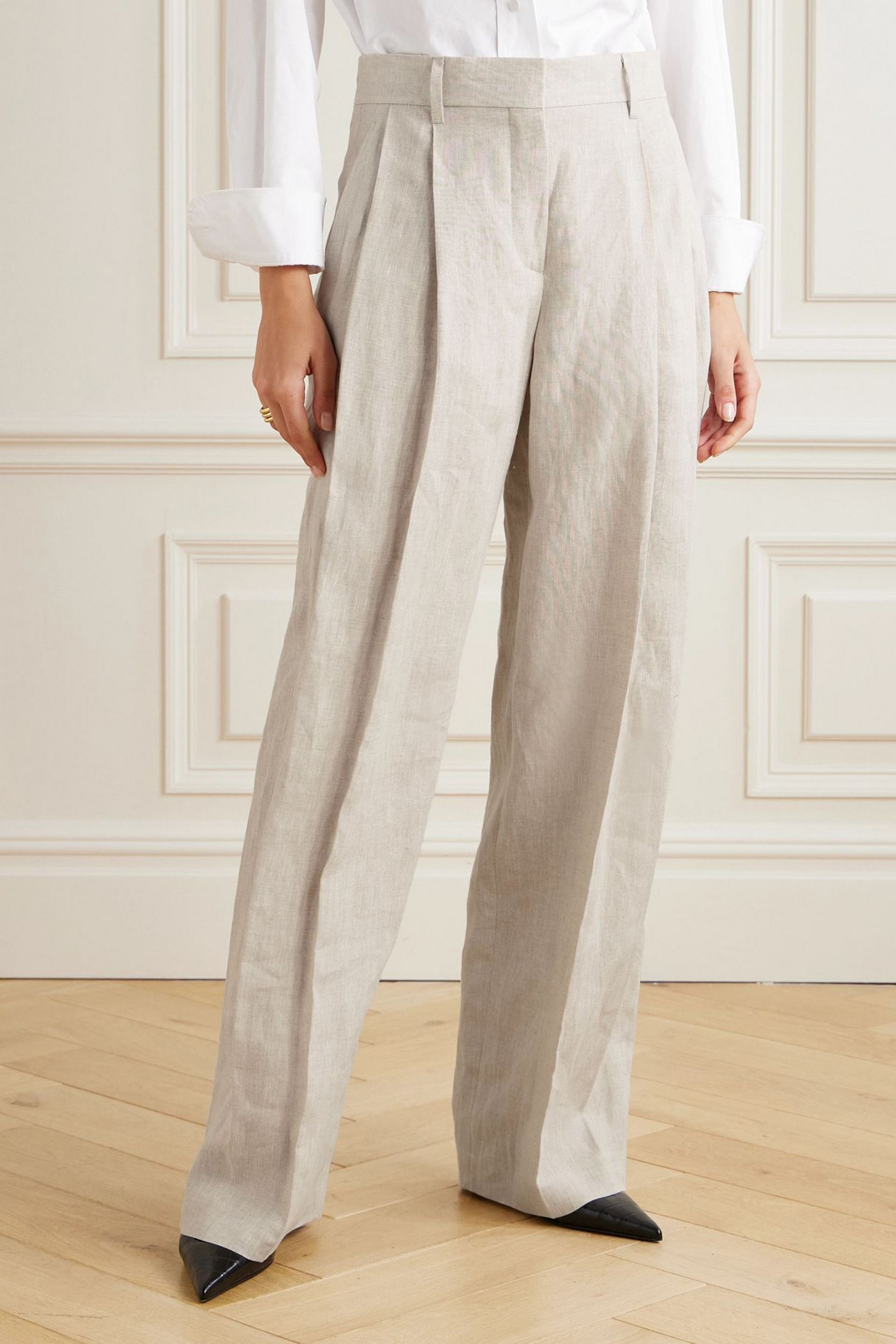 Brunello Cucinelli Pleated linen wide-leg pants
