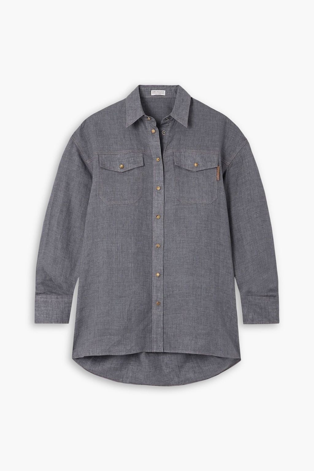 Brunello cucinelli トップス　ダークグレー Lightweight denim shirt for Man in Dark Grey | Brunello Cucinelli