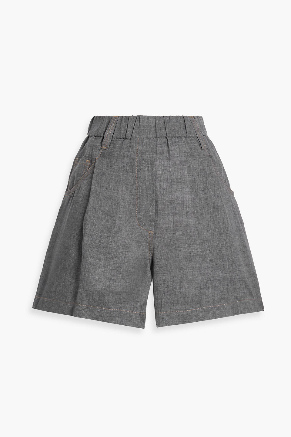Brunello Cucinelli Pleated Linen Shorts In Gray