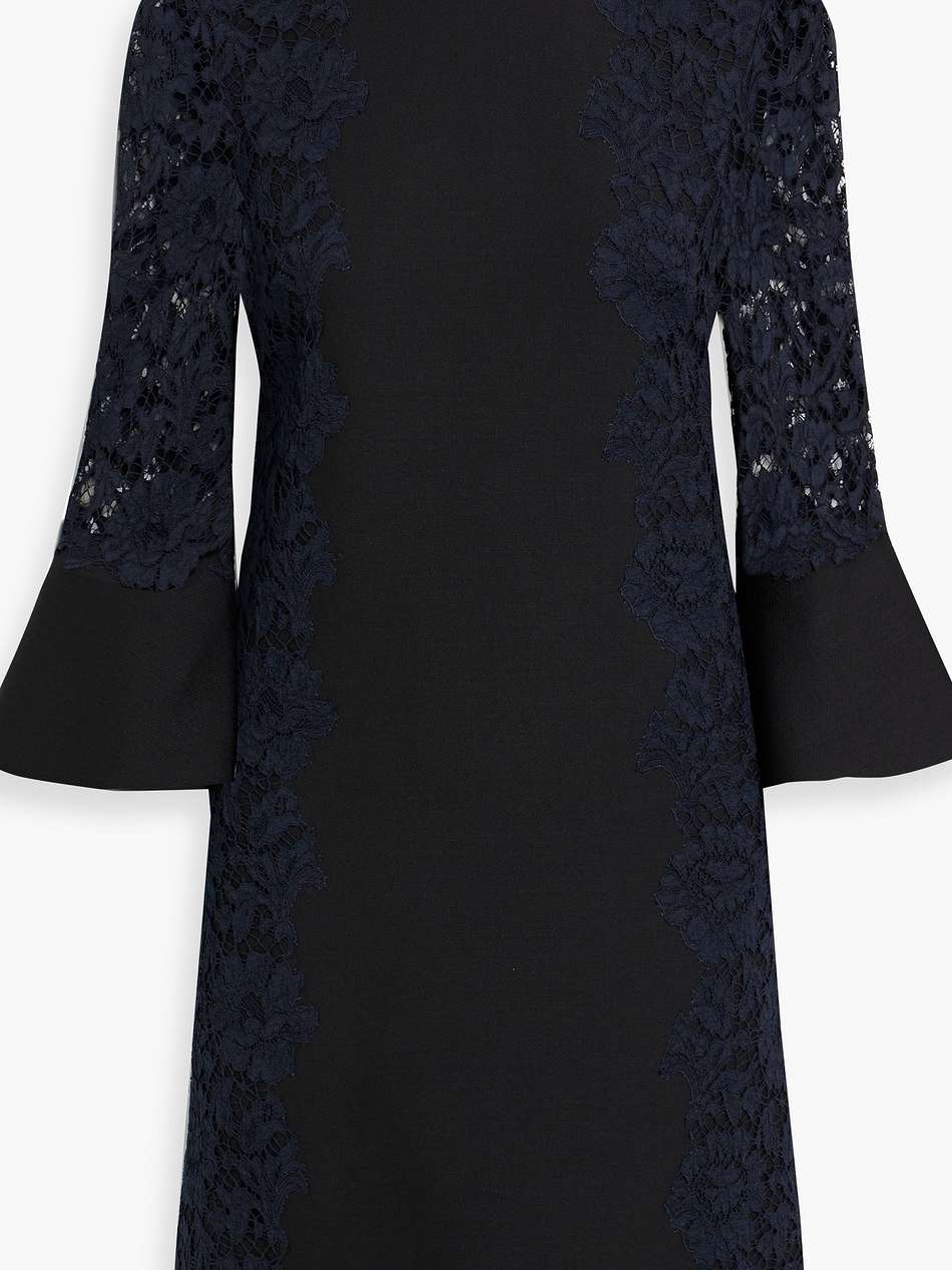 corded lace-paneled crepe mini dress