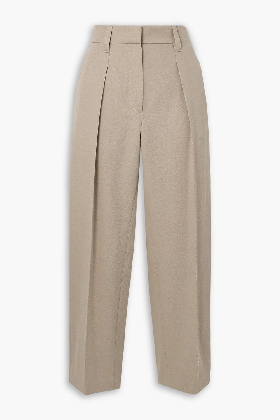 brunello cucinelli - cropped cotton and wool-blend twill tapered pants - neutral - it 46