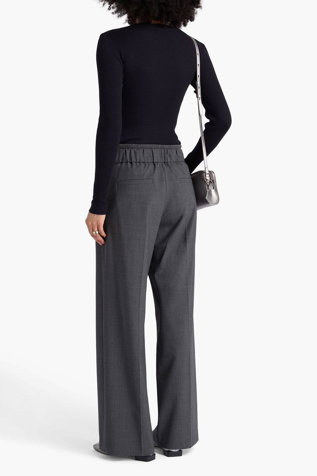 BRUNELLO CUCINELLI Bead-embellished wool-jersey top