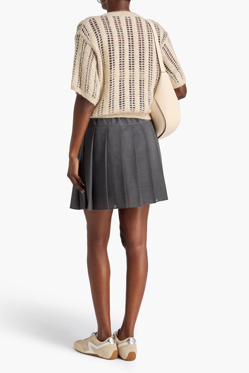 BRUNELLO CUCINELLI Metallic open-knit wool and mohair-blend sweater