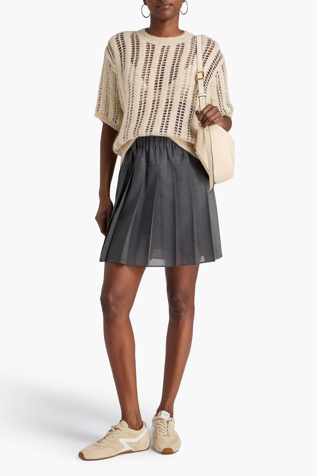 BRUNELLO CUCINELLI Metallic open-knit wool and mohair-blend sweater