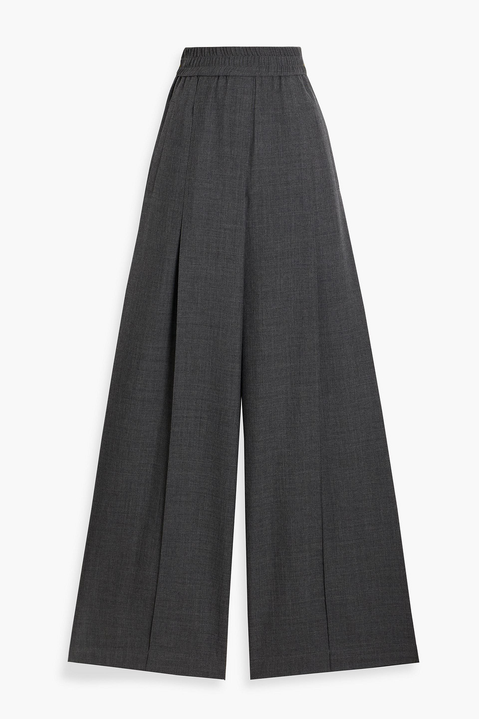 Brunello Cucinelli Pleated Wool Wide-leg Pants In Gray