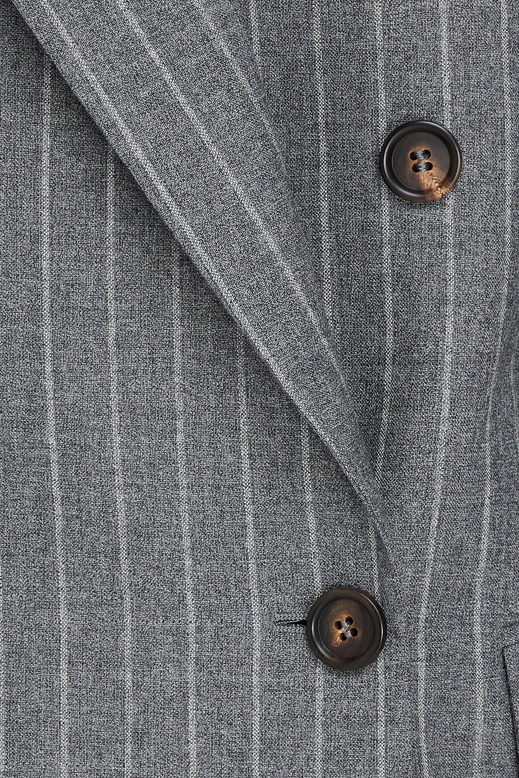 BRUNELLO CUCINELLI Doppelreihiger Blazer aus Wolle mit Zierperlen und Streifen