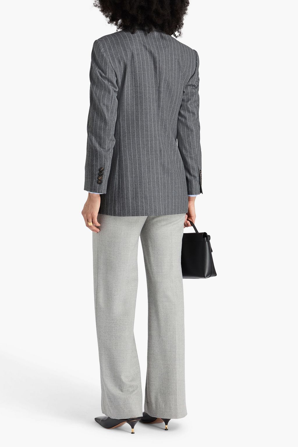 BRUNELLO CUCINELLI Doppelreihiger Blazer aus Wolle mit Zierperlen und Streifen