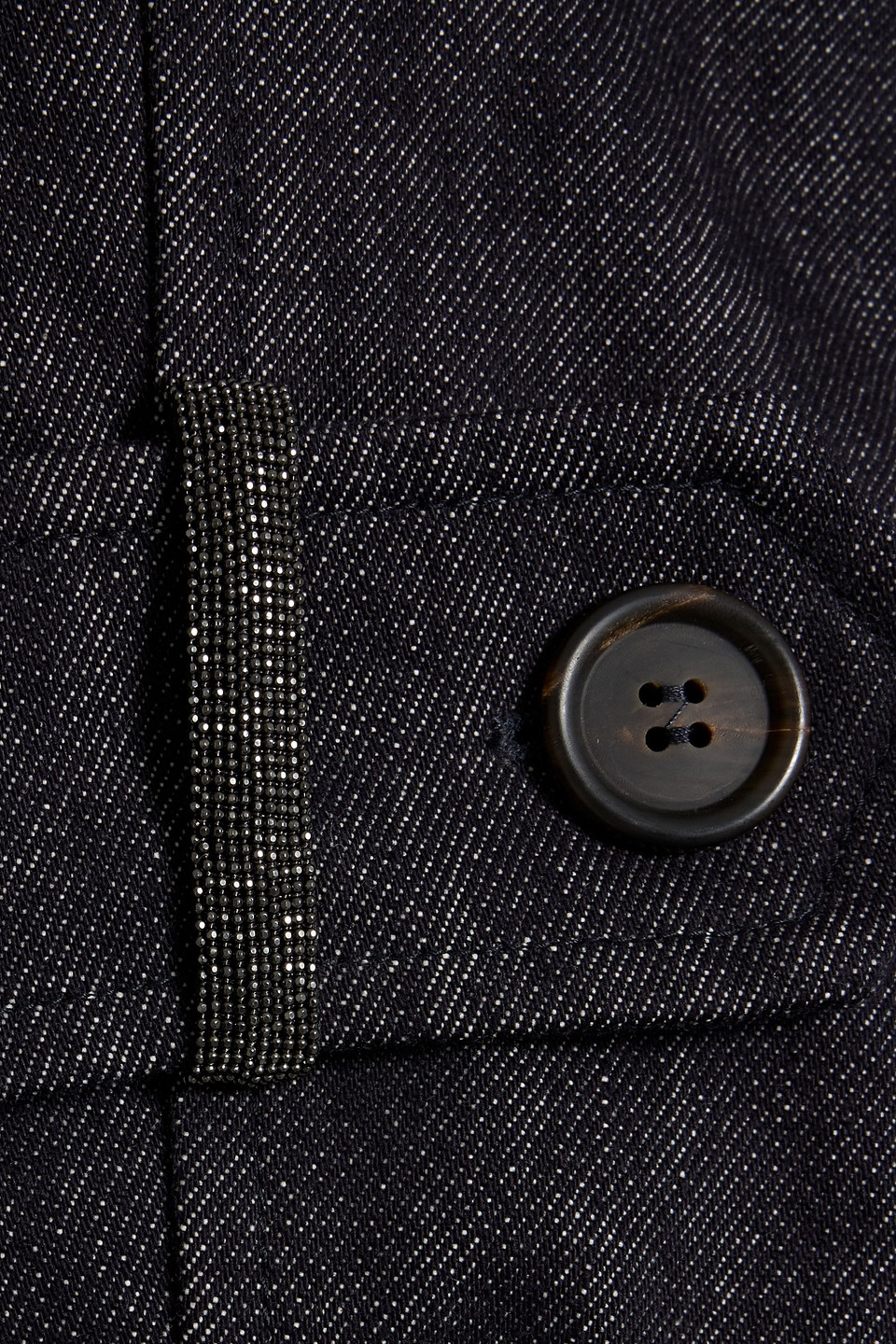Brunello Cucinelli Bead-embellished Denim Trench Coat In Blue