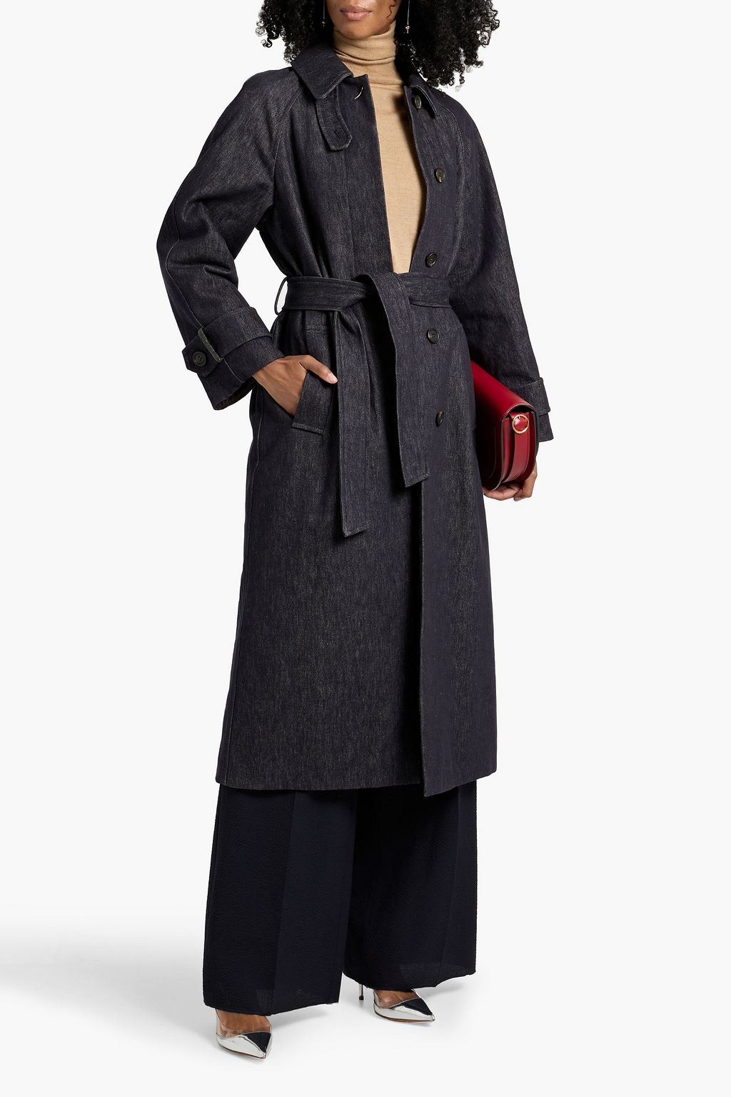 BRUNELLO CUCINELLI Bead-embellished denim trench coat