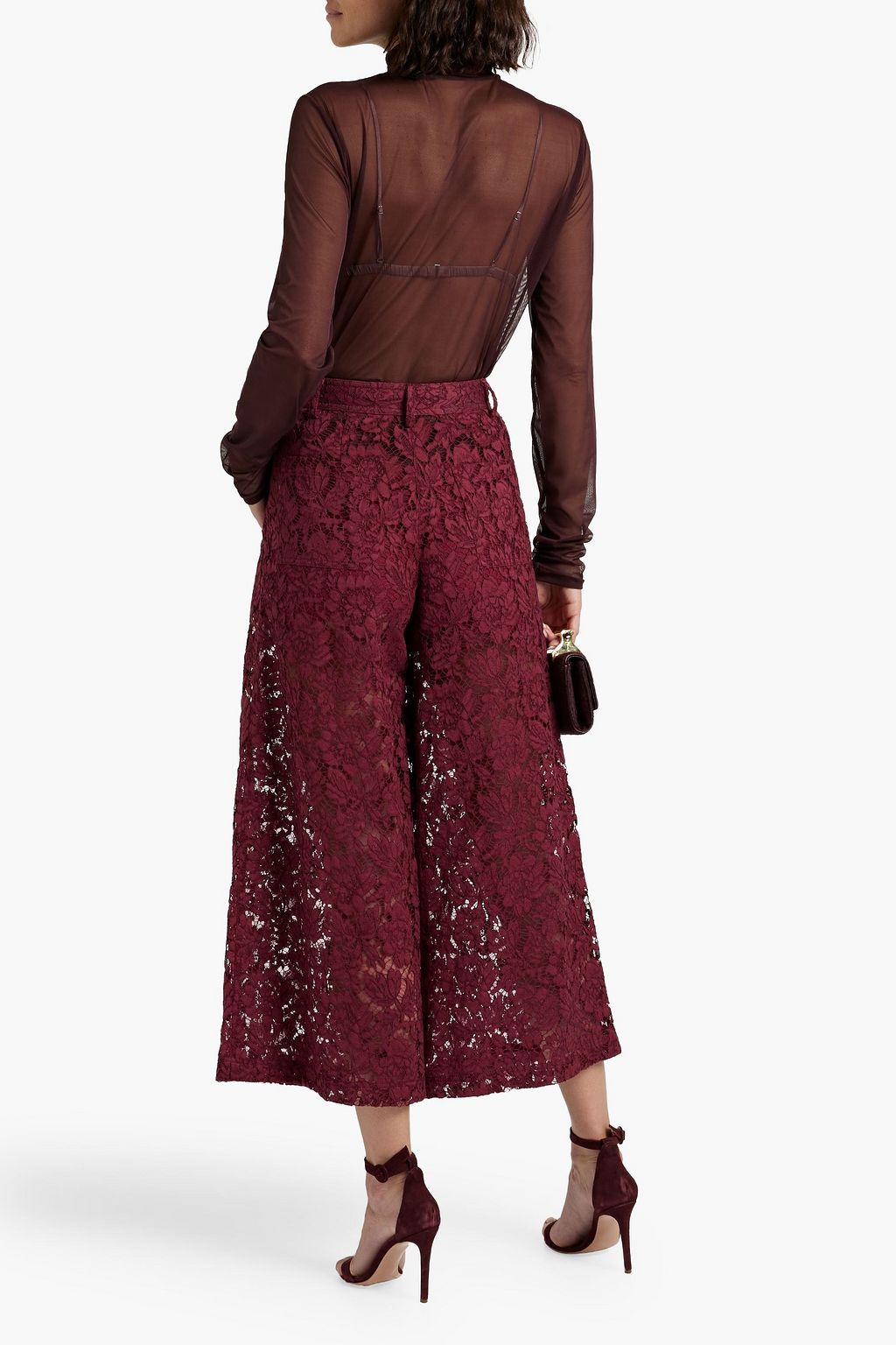 VALENTINO GARAVANI Cotton-blend corded lace wide-leg pants