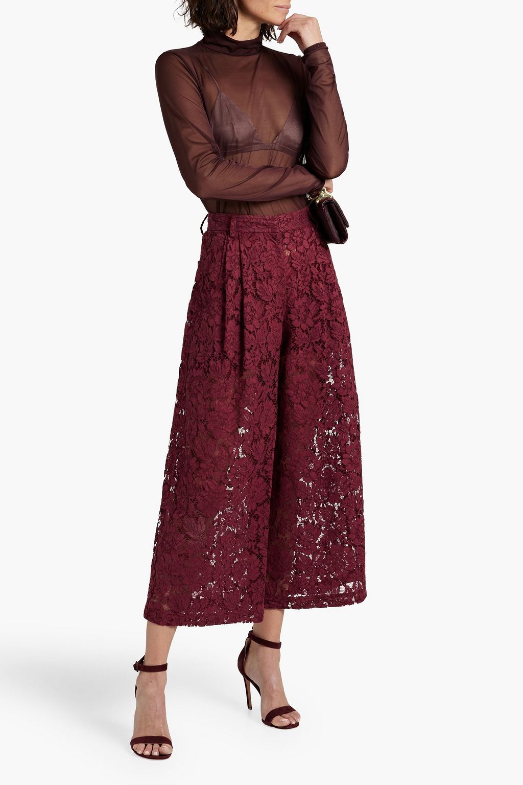 VALENTINO GARAVANI Cotton-blend corded lace wide-leg pants