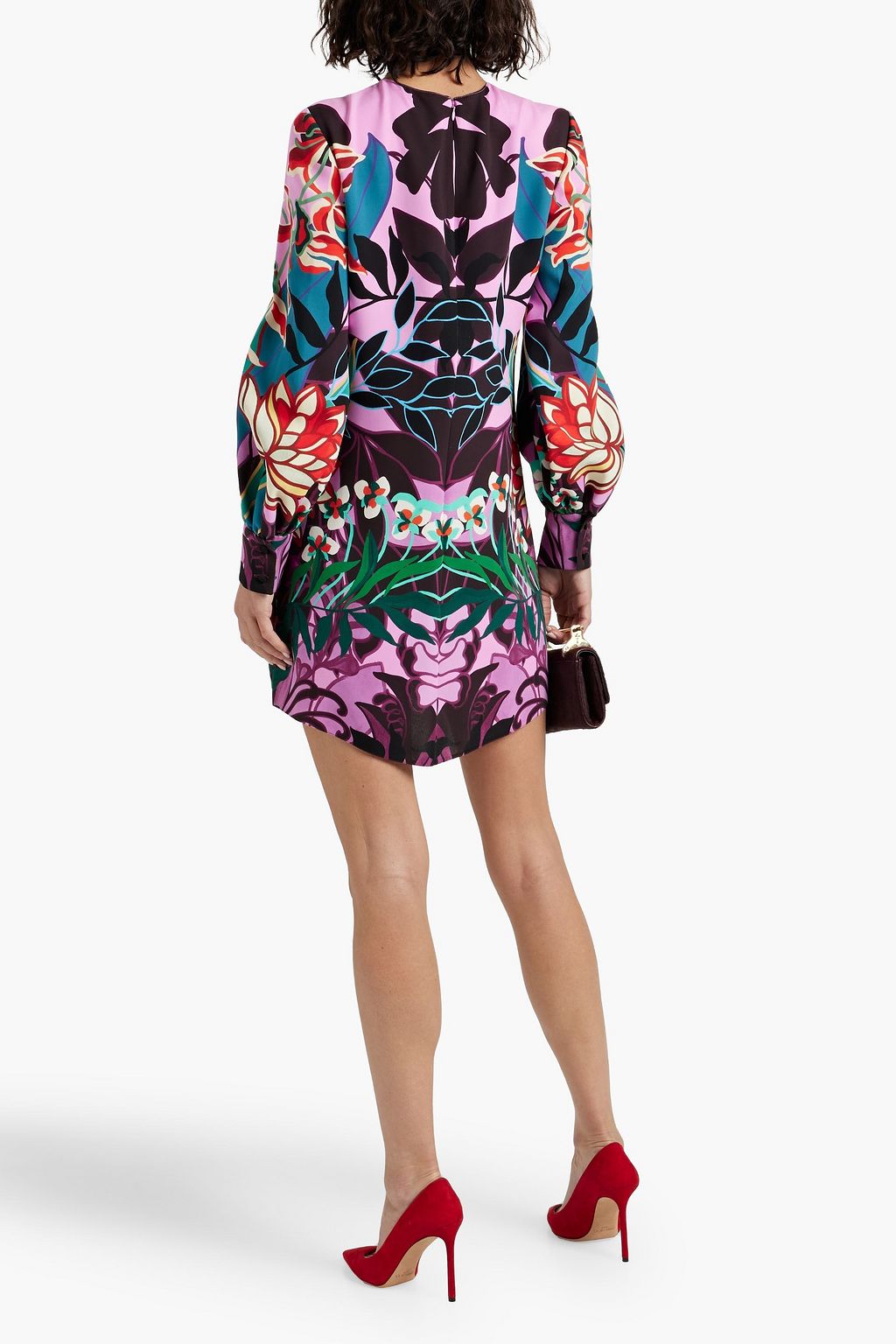 VALENTINO GARAVANI Floral-print silk-crepe mini dress
