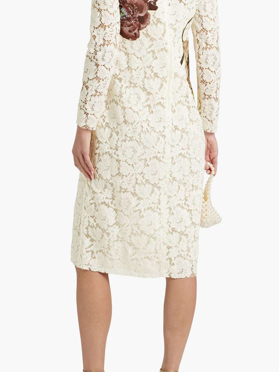 appliquéd silk-blend corded lace dress