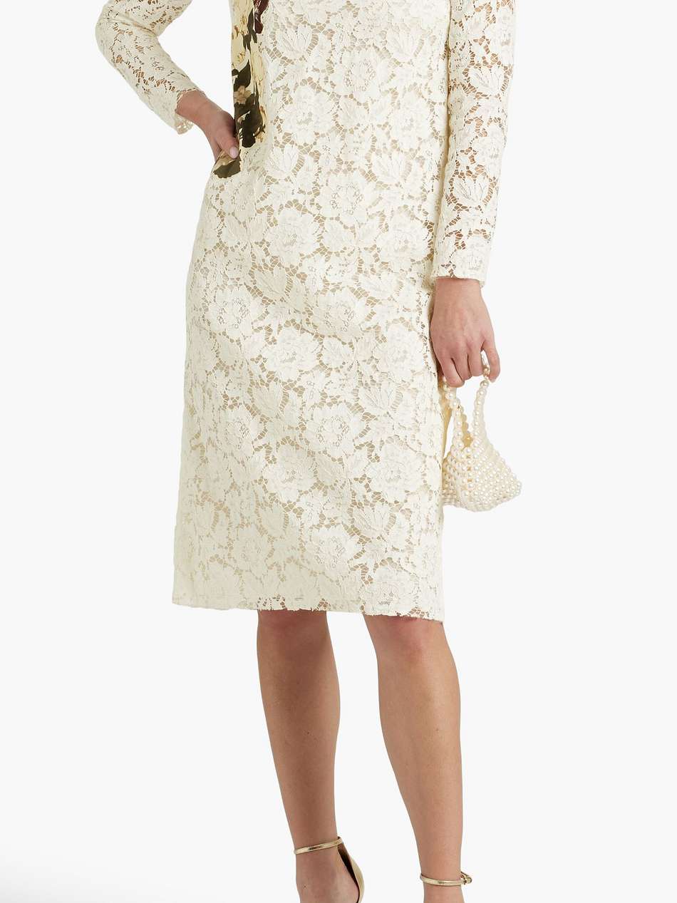 appliquéd silk-blend corded lace dress