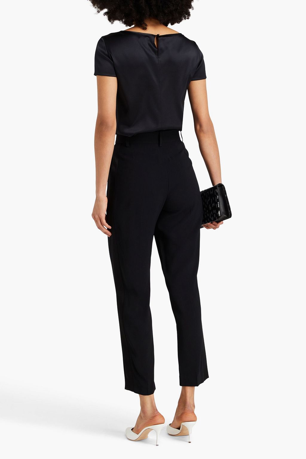 EMPORIO ARMANI 새틴 크레이프 테이퍼드 팬츠