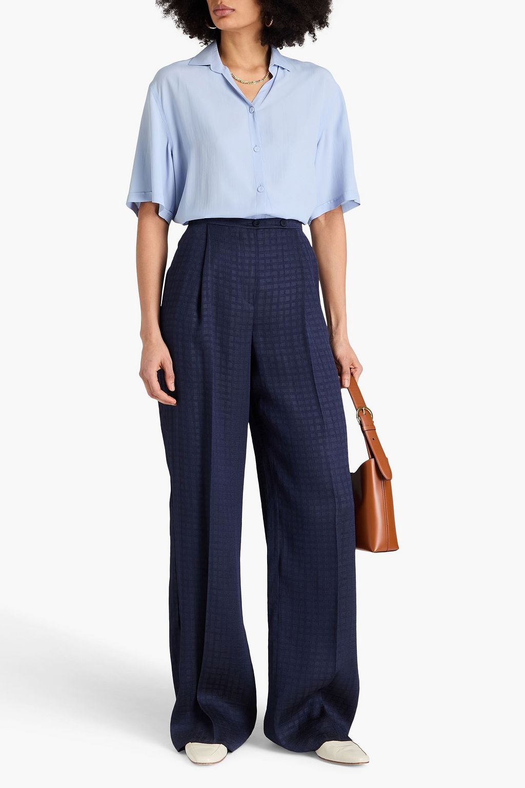 EMPORIO ARMANI ジャカード ワイドレッグパンツ タック入り