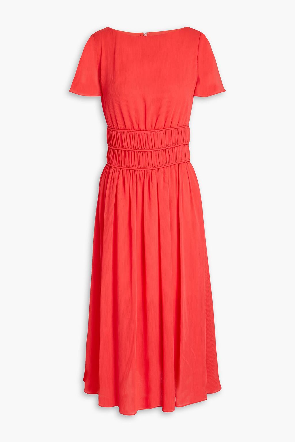 Shirred crepon midi dress
