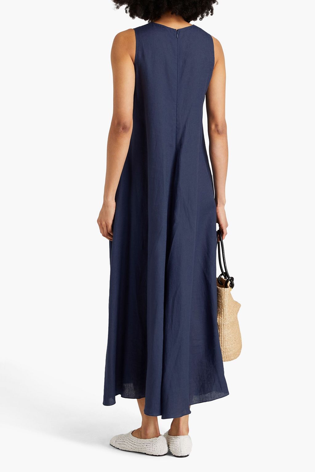 EMPORIO ARMANI Pleated linen midi dress