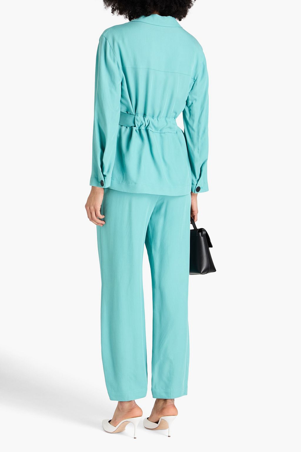EMPORIO ARMANI Belted cupro-blend twill jacket