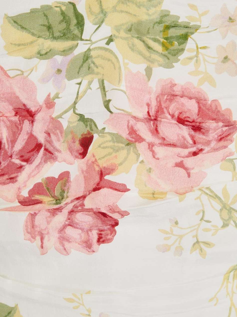 draped floral-print satin maxi dress