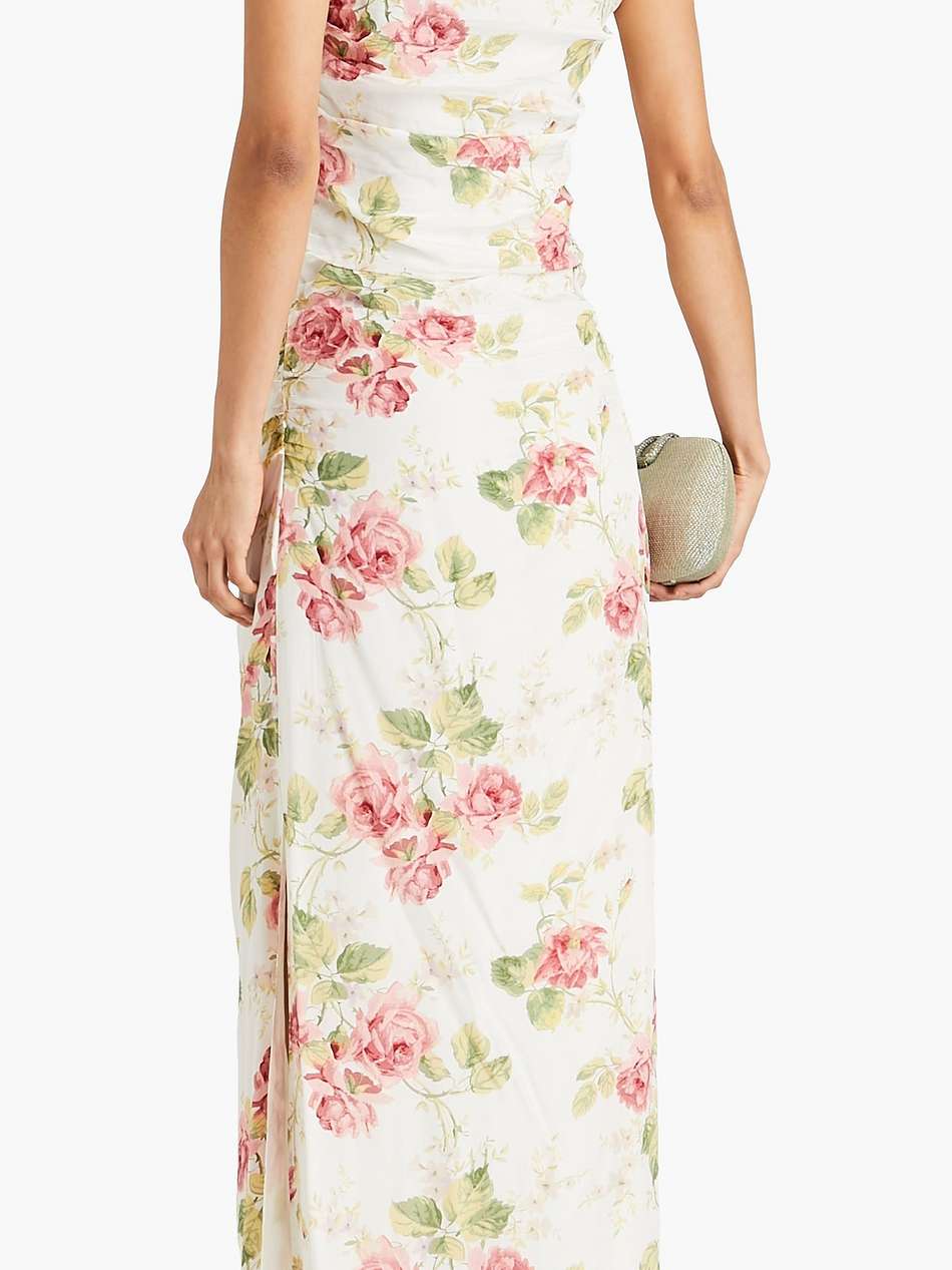 draped floral-print satin maxi dress