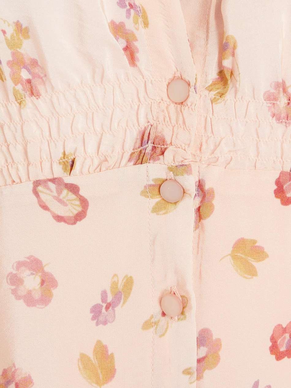 floral-print satin midi dress
