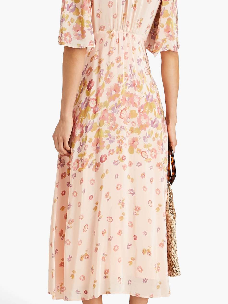 floral-print satin midi dress