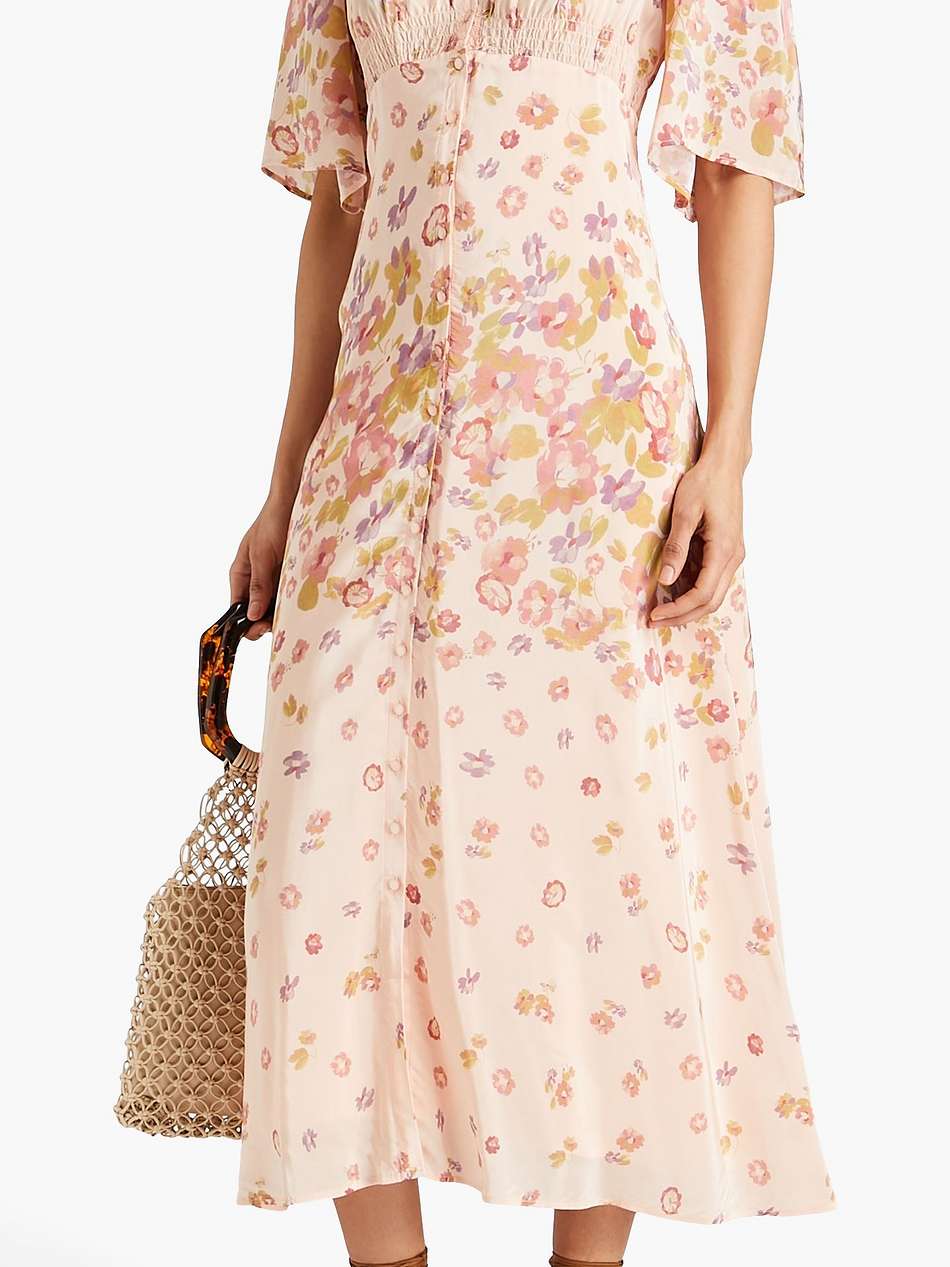 floral-print satin midi dress