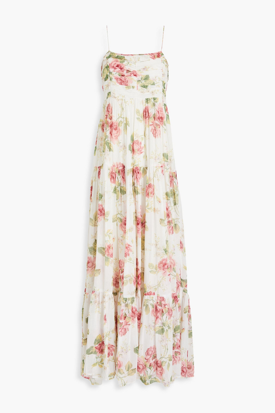 Tiered floral-print georgette maxi dress