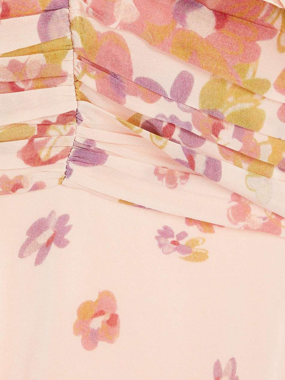 cold-shoulder floral-print satin maxi dress