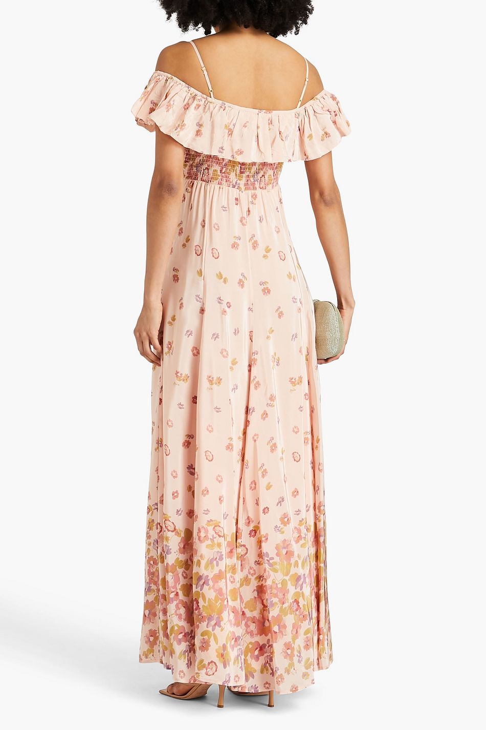 Slow Burn Tied Shoulders Satin Maxi Dress Oyster