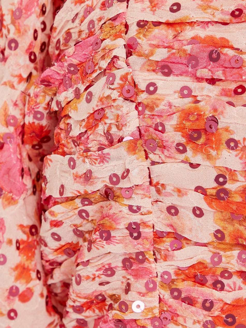 sequin-embellished floral-print georgette maxi dress