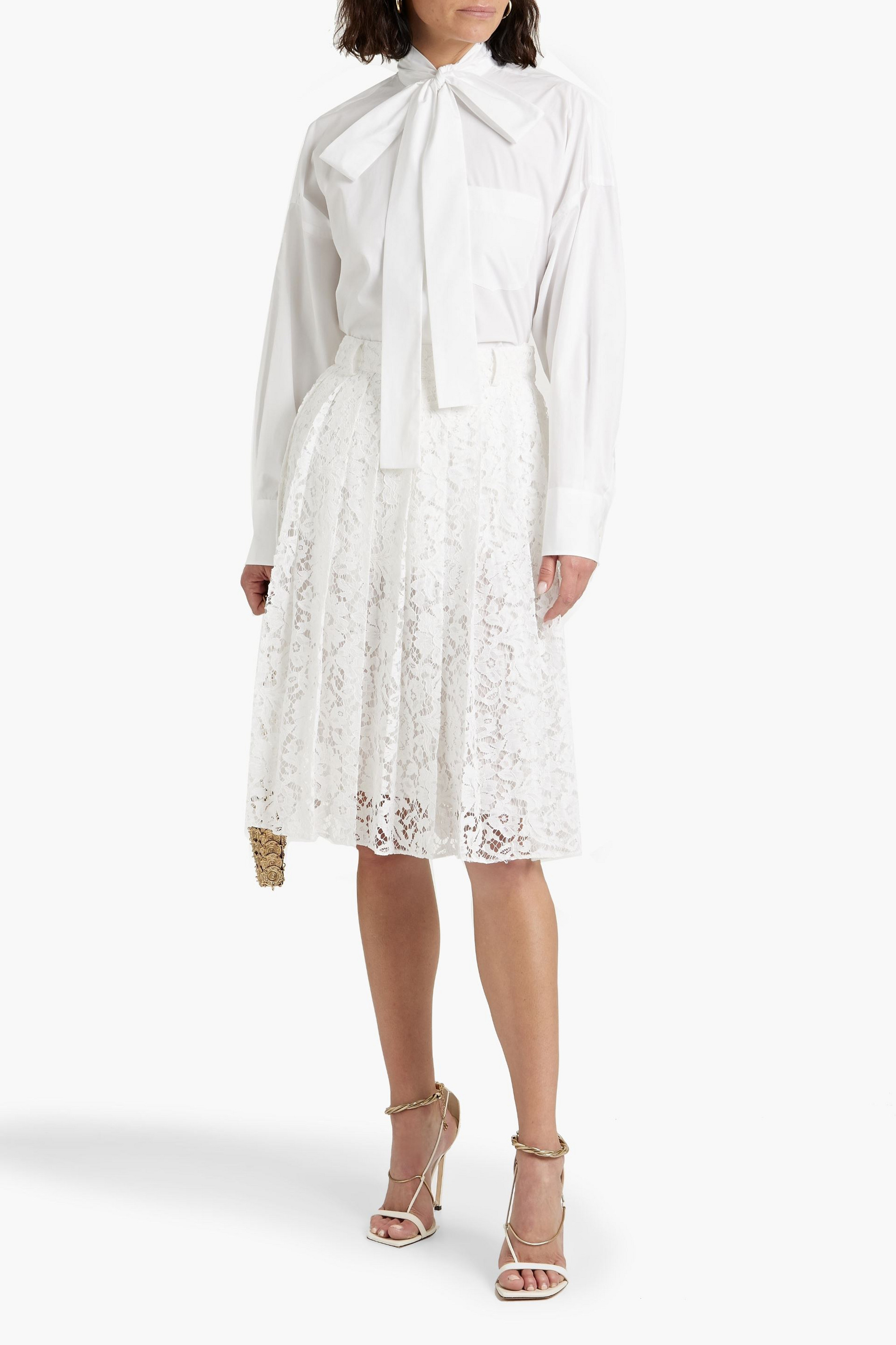 Valentino Garavani Pleated corded lace skirt