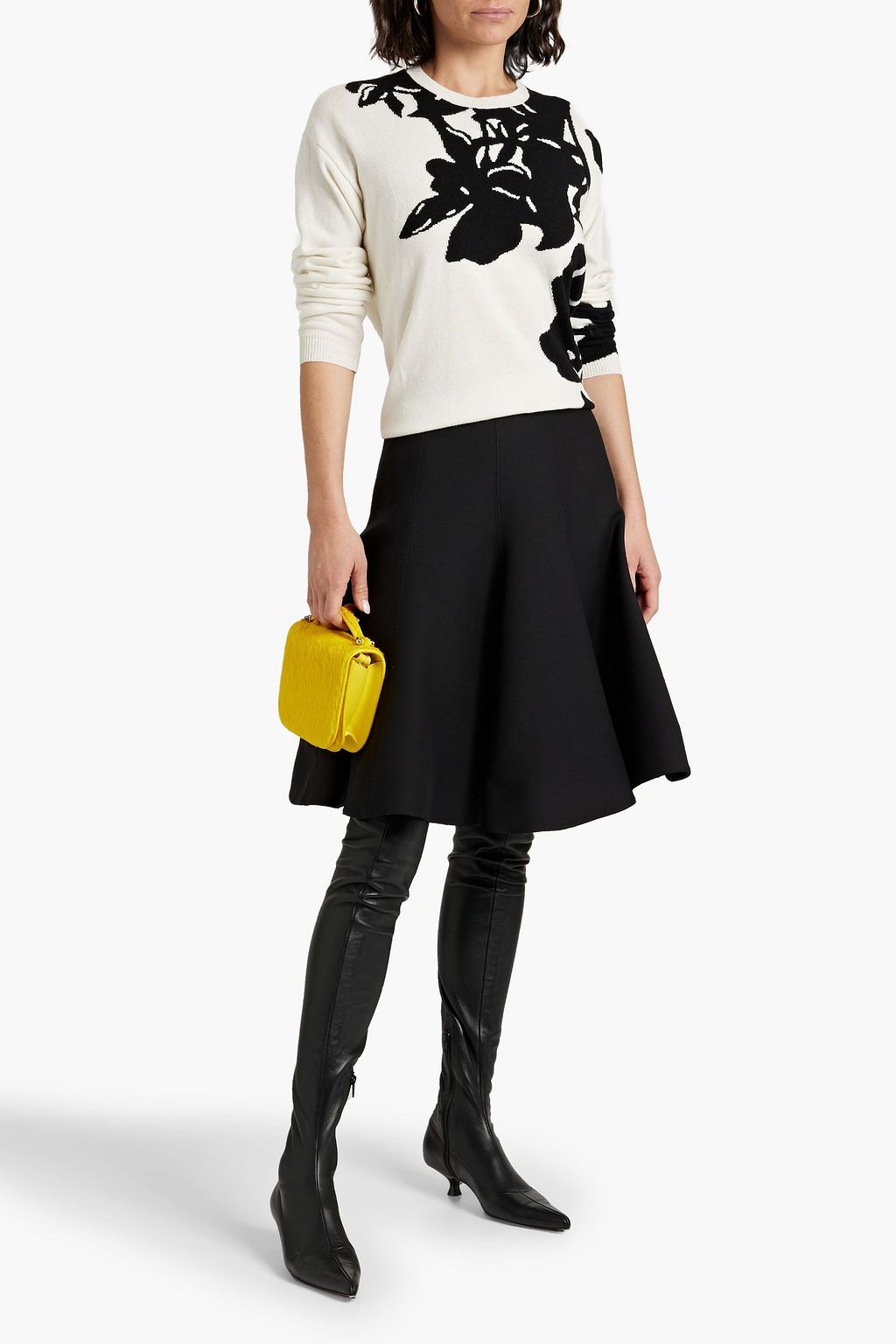 VALENTINO GARAVANI Flared wool and silk-blend mini skirt
