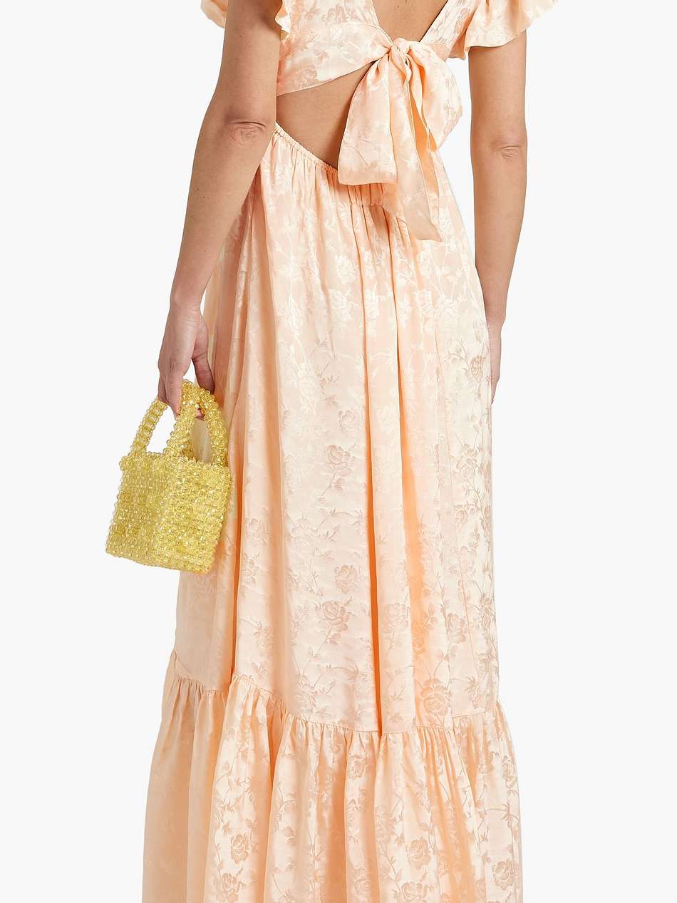 cutout ruffled satin-jacquard maxi dress