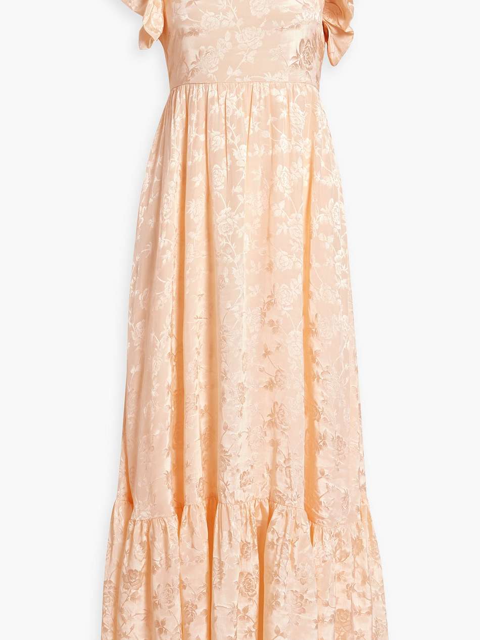 cutout ruffled satin-jacquard maxi dress